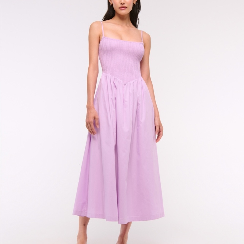 NWT Abercrombie Dipped Waist Smocked Too Midi Dress